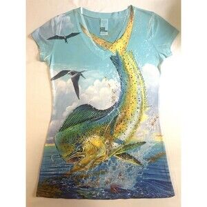 Carey Chen Slammer High Performance Art Shirt Sz L Womens Mahi Graphic AOP Top